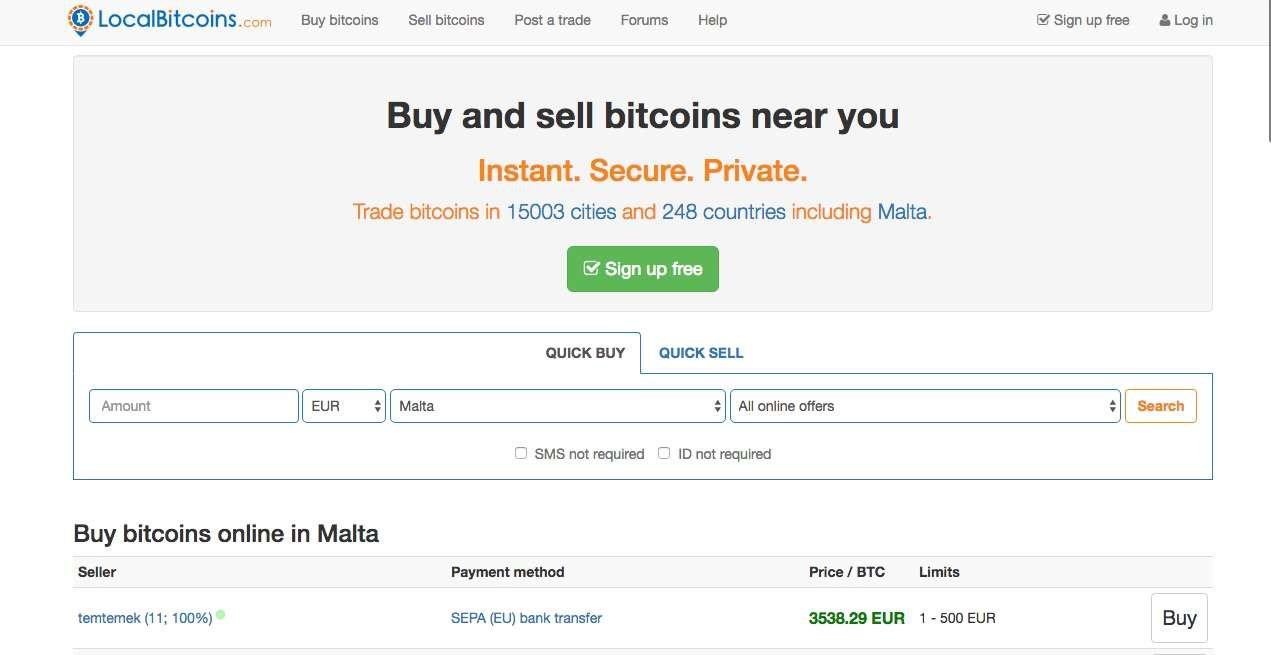 LocalBitcoins review homepage