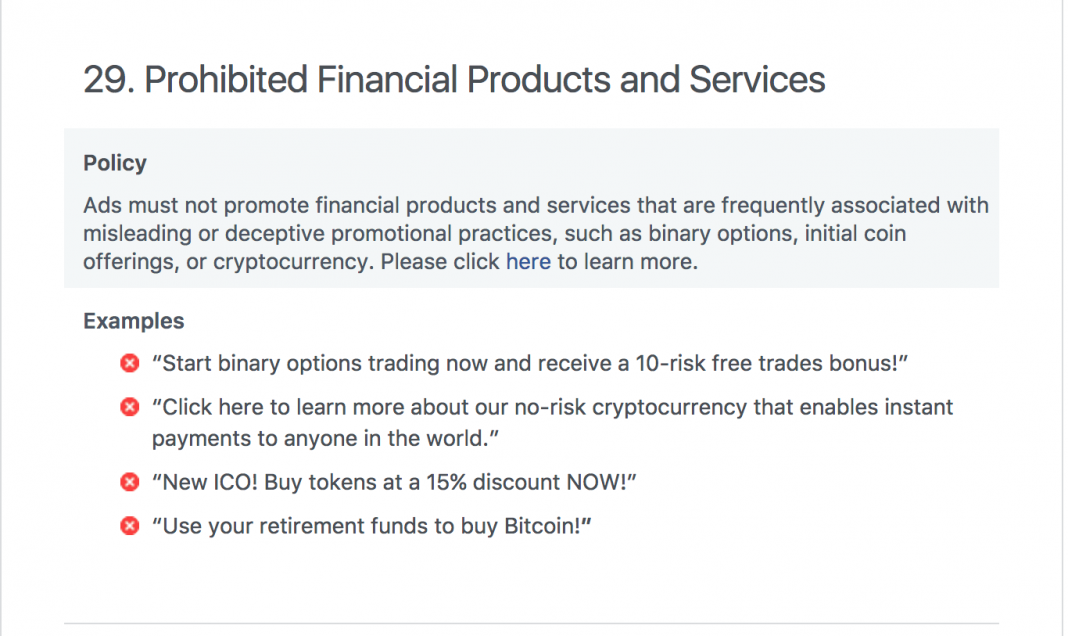 facebook cryptocurrency ads addendum