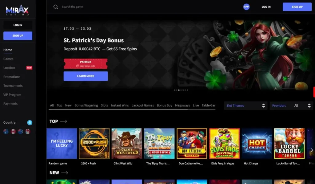Mirax Casino Screenshot