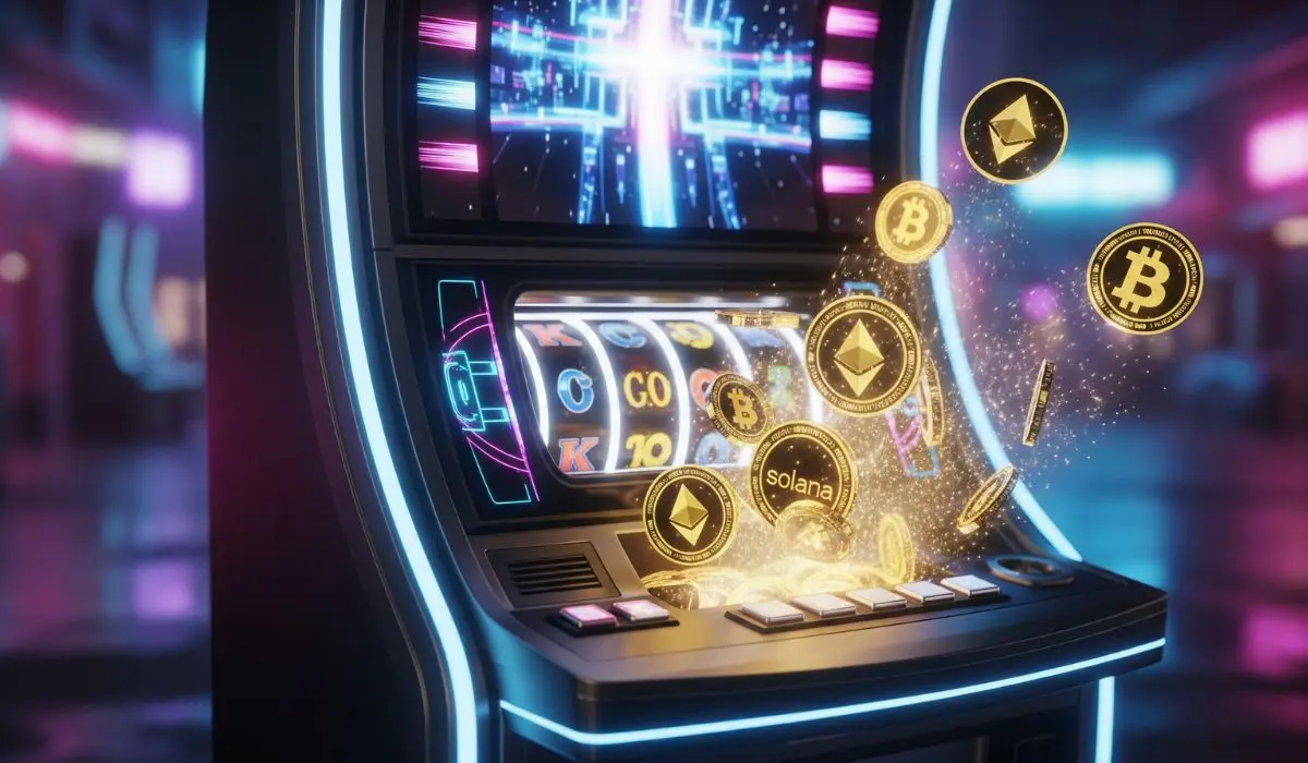 Slot machine with cryptocurrency