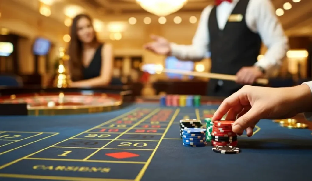 Close up of a casino roulette table