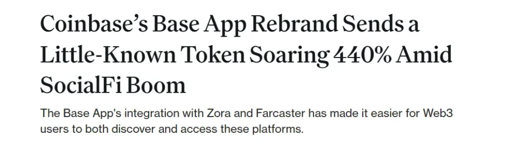 Coinbase base app integrates Zora
