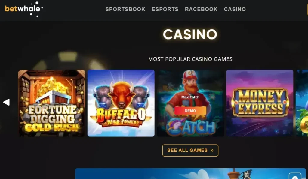 Betwhale Online Casino Screenshot