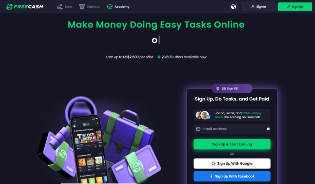 FreeCash Get Paid To Do Tasks