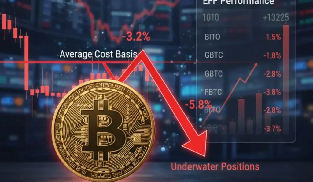 Bitcoin ETF Investors Face Losses as BTC Falls Below Average Cost Basis