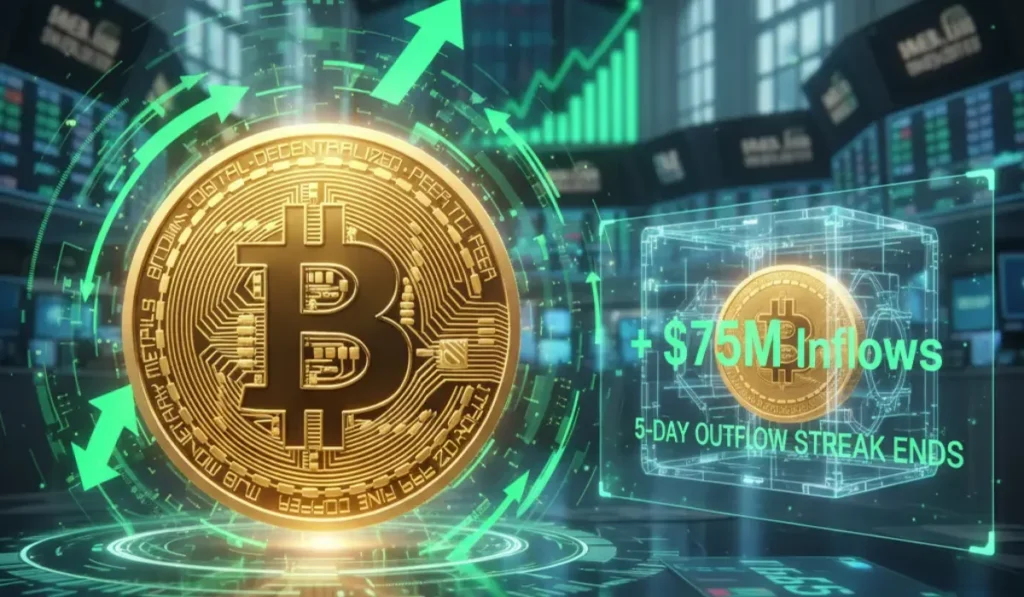 Bitcoin Spot ETFs End 5-Day Outflow Streak With $75M in Fresh Inflows