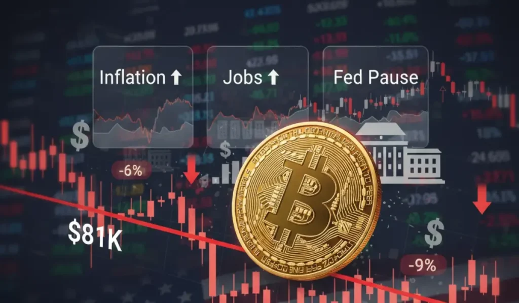 BTC Falls Below $81K as Rising Inflation and Job Data Signal Fed Pause