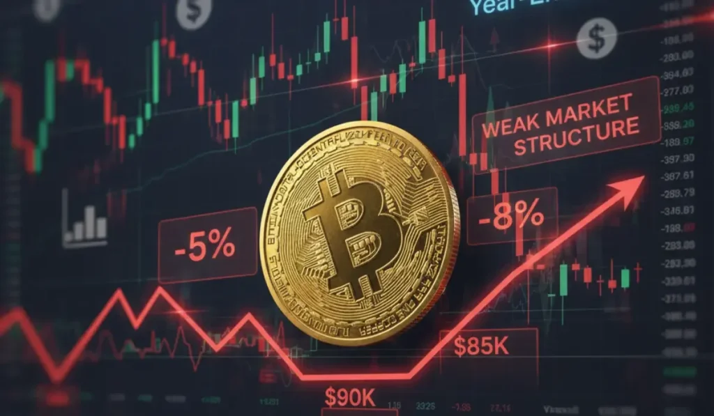 Bitcoin Falls Toward Mid-$80Ks as Market Structure Weakens Into Year-End