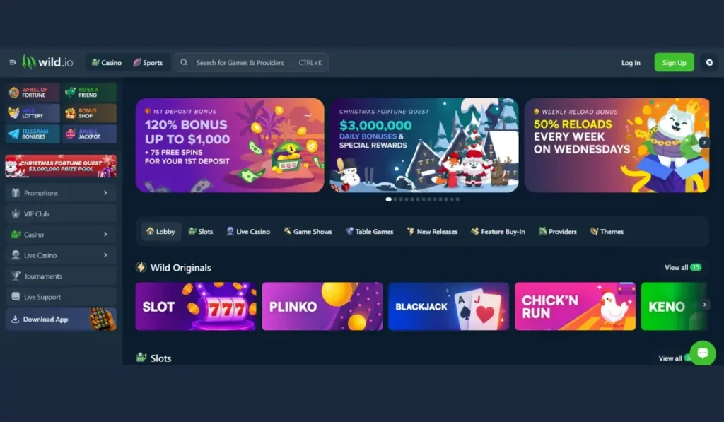 Wild.io crypto casino welcome bonus live dealer games